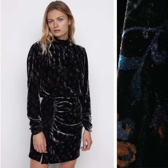 ZARA PRINTED VELVET DRESS - Picture 6 of 15